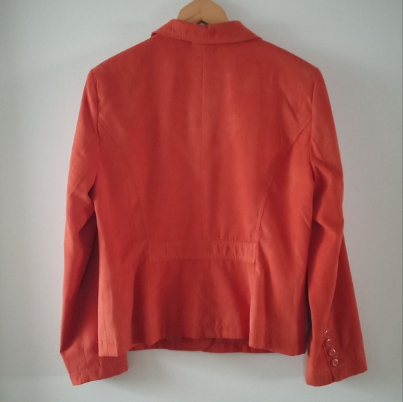🧡🍊 Orange Women's Blazer | Dalia Collection | Size 12 | Velvet/Suede Texture - Picture 2 of 9